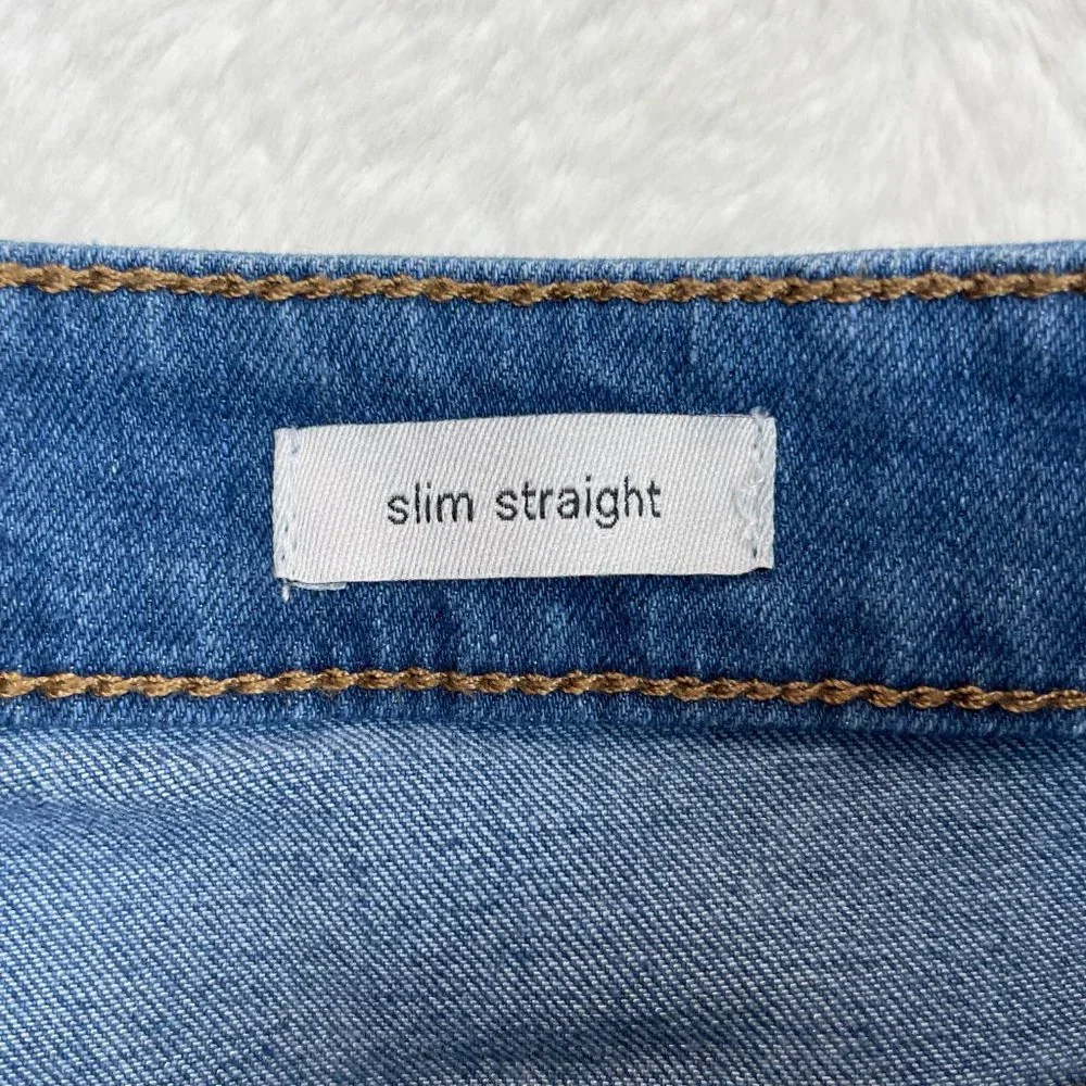 Social Standard Jeans 10 Slim Straight Blue Medium Wash High-Rise Stretch Womens
